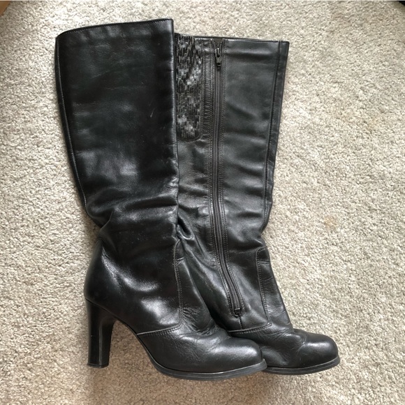 VINTAGE Black Leather boots, ladies size 6.5 - Picture 2 of 6